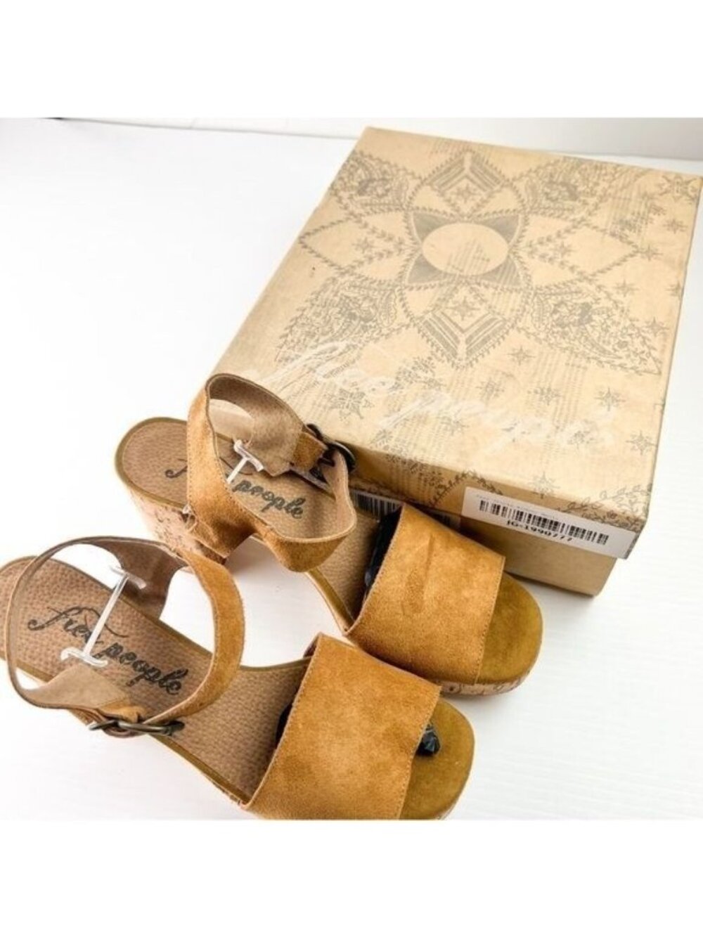 Free People Sandals womens 10  boho Tan Brooke Platform Suede Strap Block Sandal - Picture 13 of 13